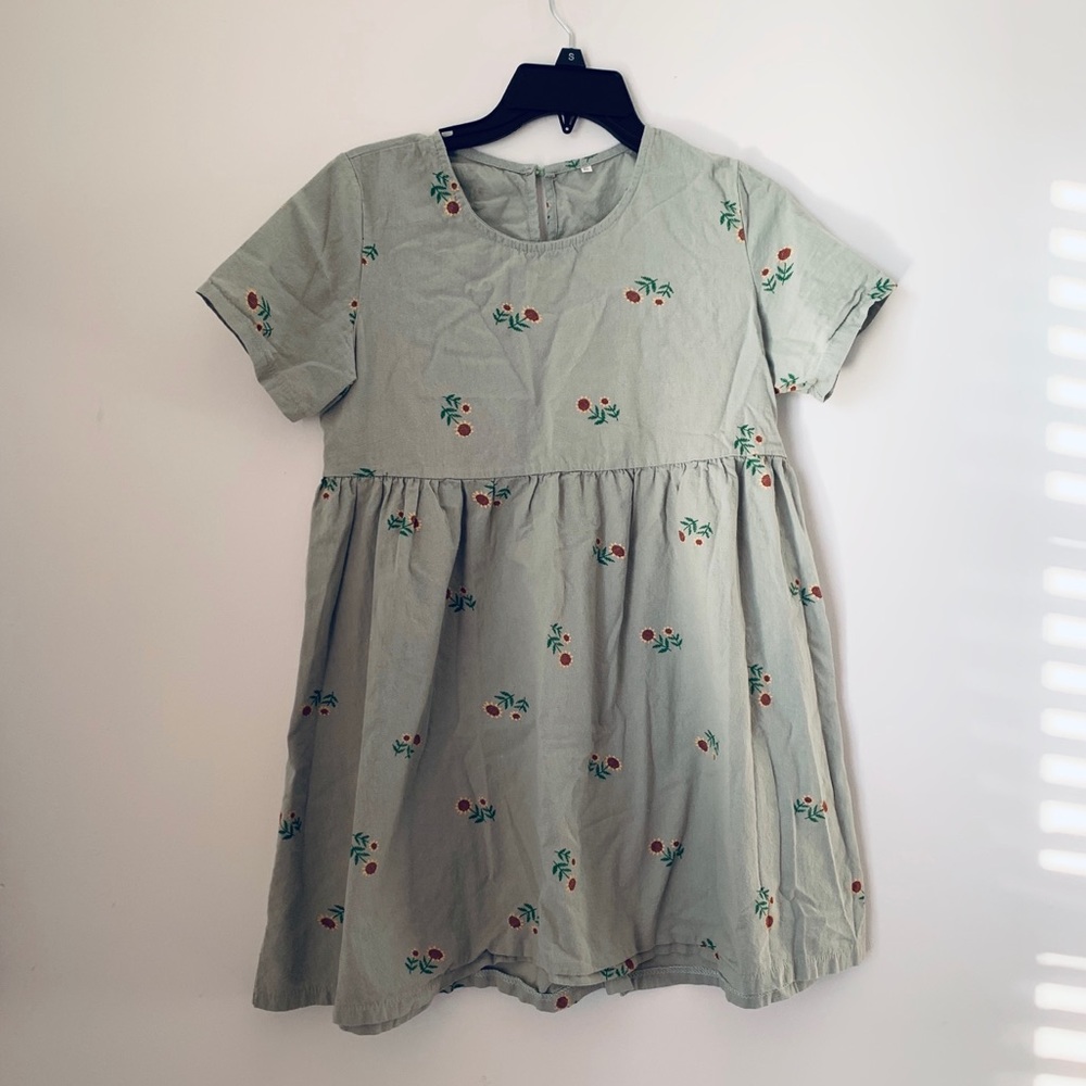 green sunflower babydoll dress